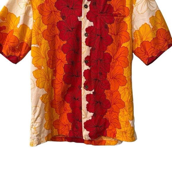 Vtg RARE Ui-Maikai Hawaiian Shirt Medium BARKCLOTH Cotton RN#26300 Floral Stain - Picture 7 of 12